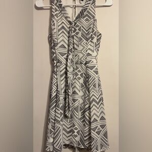 HeartSoul Black and White Geometric Midi Dress